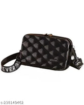 Black acrylic crossbody sling, perfect for both kids (adjustable fit, 4 compartments)